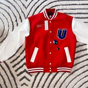 Urban Outfitters Varsity Red Jacket! “What The F*ck Is Going On?” UNISEX SIZE:M